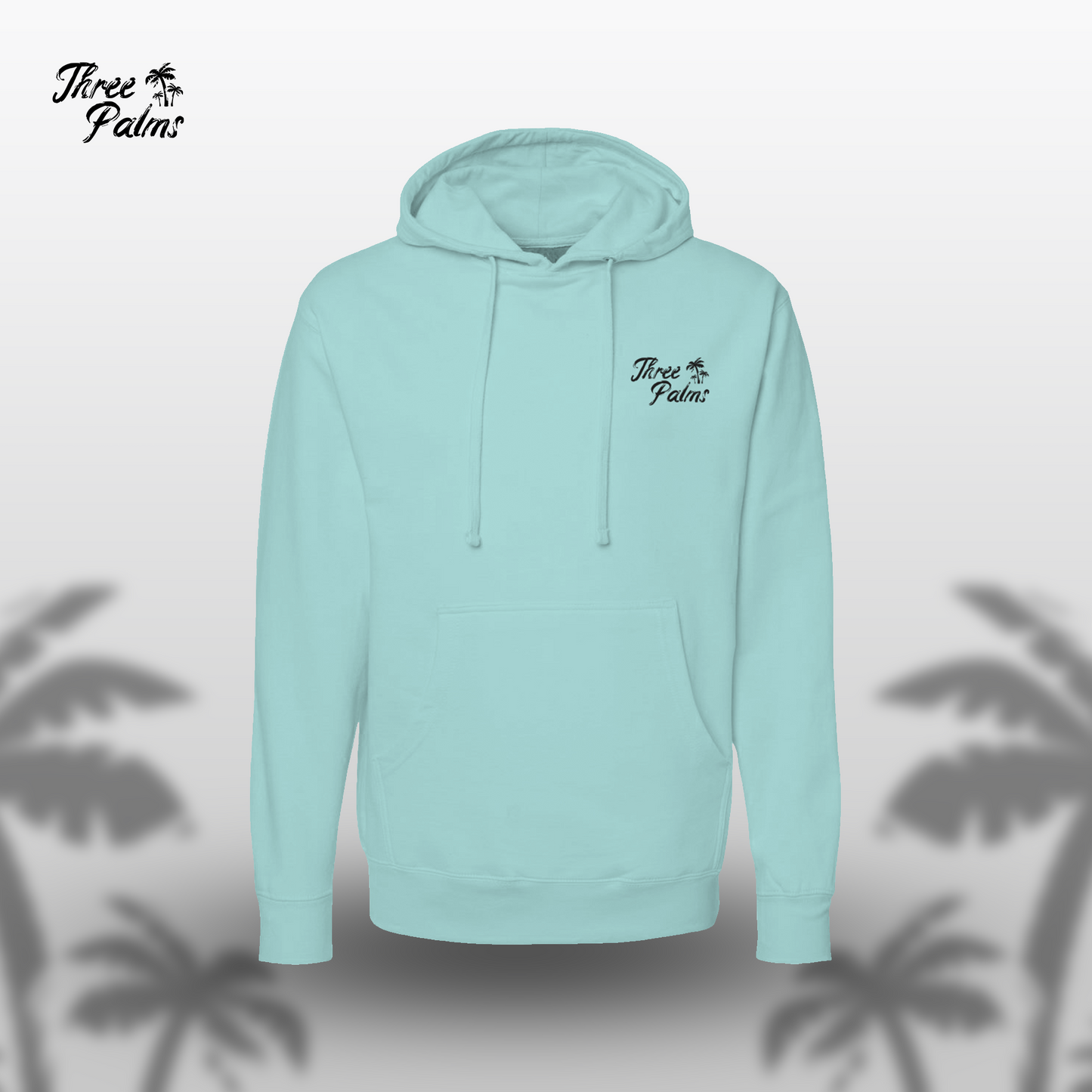 Seafoam Drift Three Palms Hoodie
